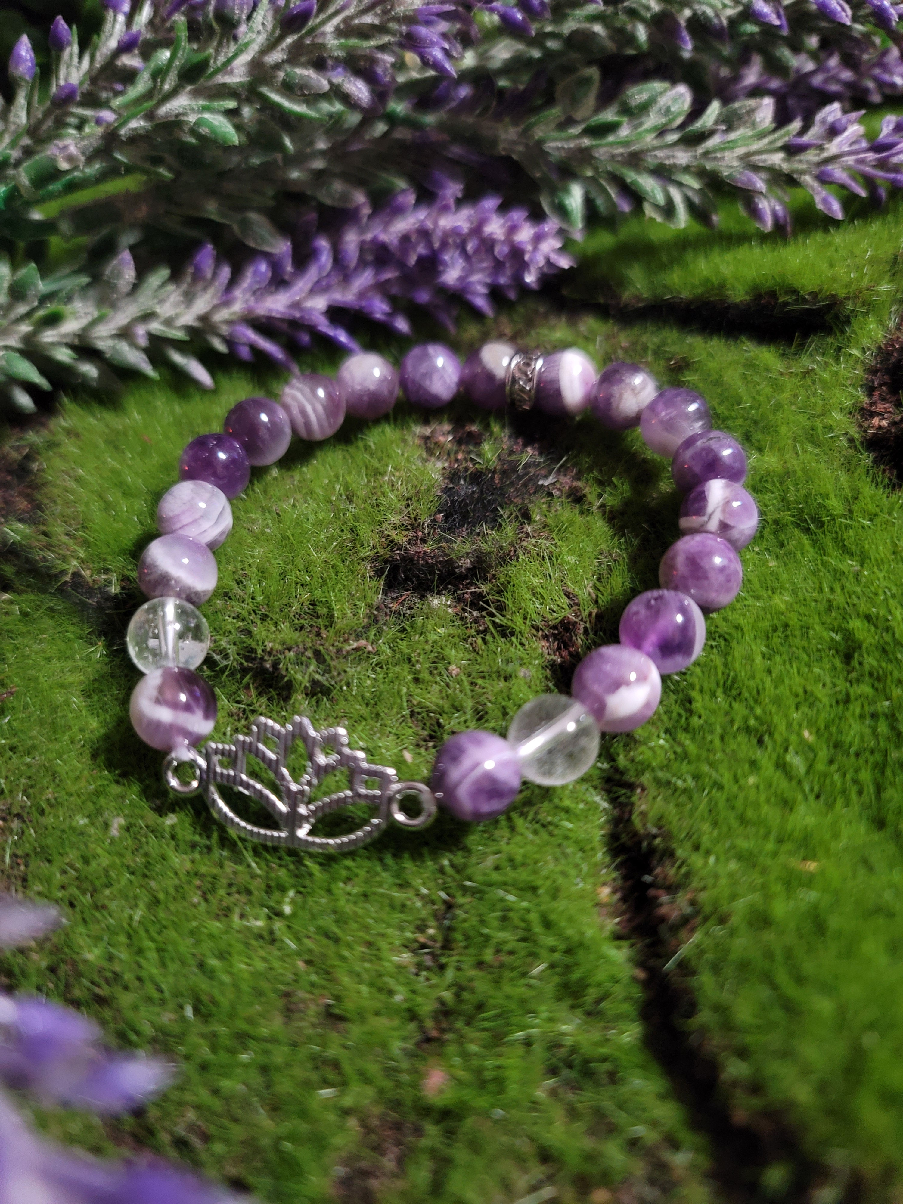 Chevron Amethyst Lotus Bracelet