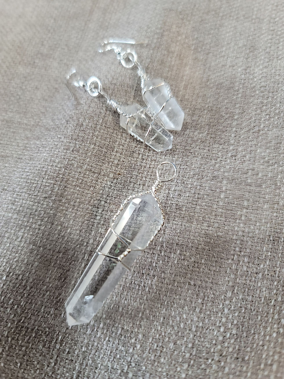 Clear Quartz  Earring & Pendant Set