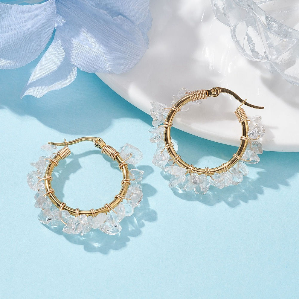 Clear Quartz Hooped Earring