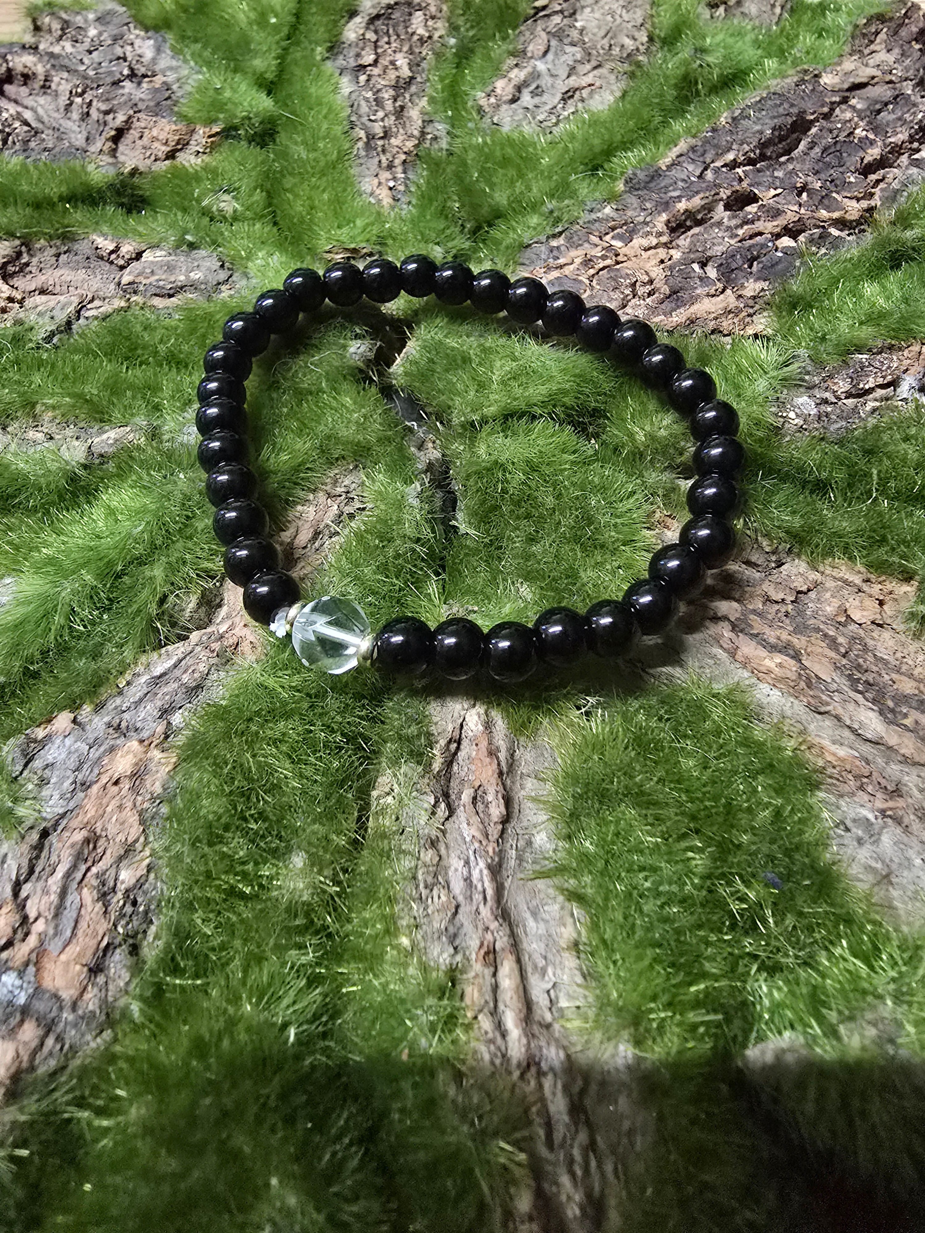 Black Tourmaline Clear Quartz Bracelet
