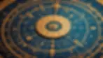 Close-up view of an astrological chart with zodiac symbols
