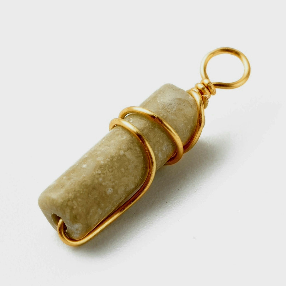Petrified Wood Gold Wire Wrapped Minimalist  Pendant