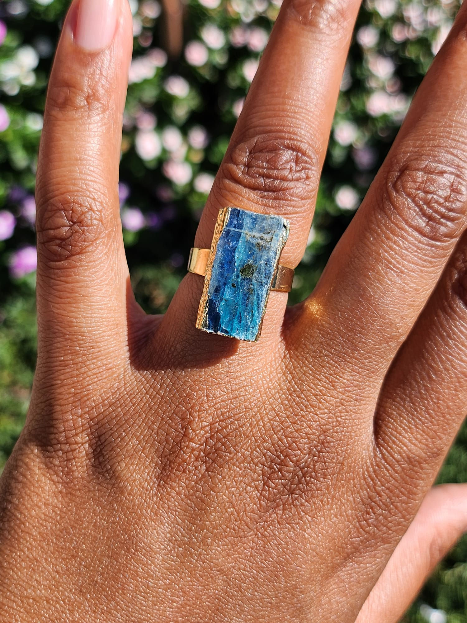Blue Kyanite Rough Crystal Ring