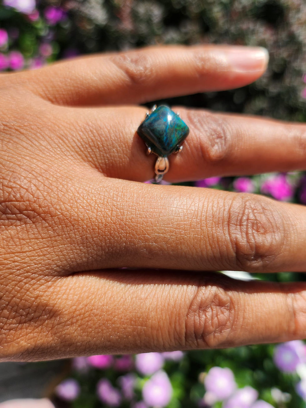 Chrysocolla Crystal Ring