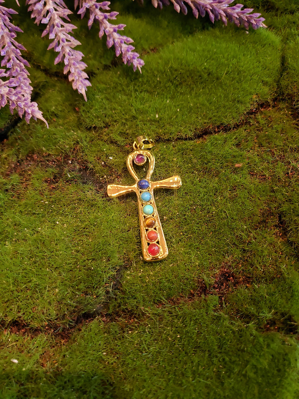Thumbnail: Gold Chakra Ankh Pendant