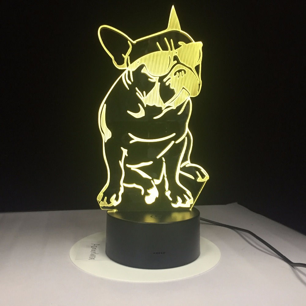 3D Color-Changing French Bulldog LED Night Light