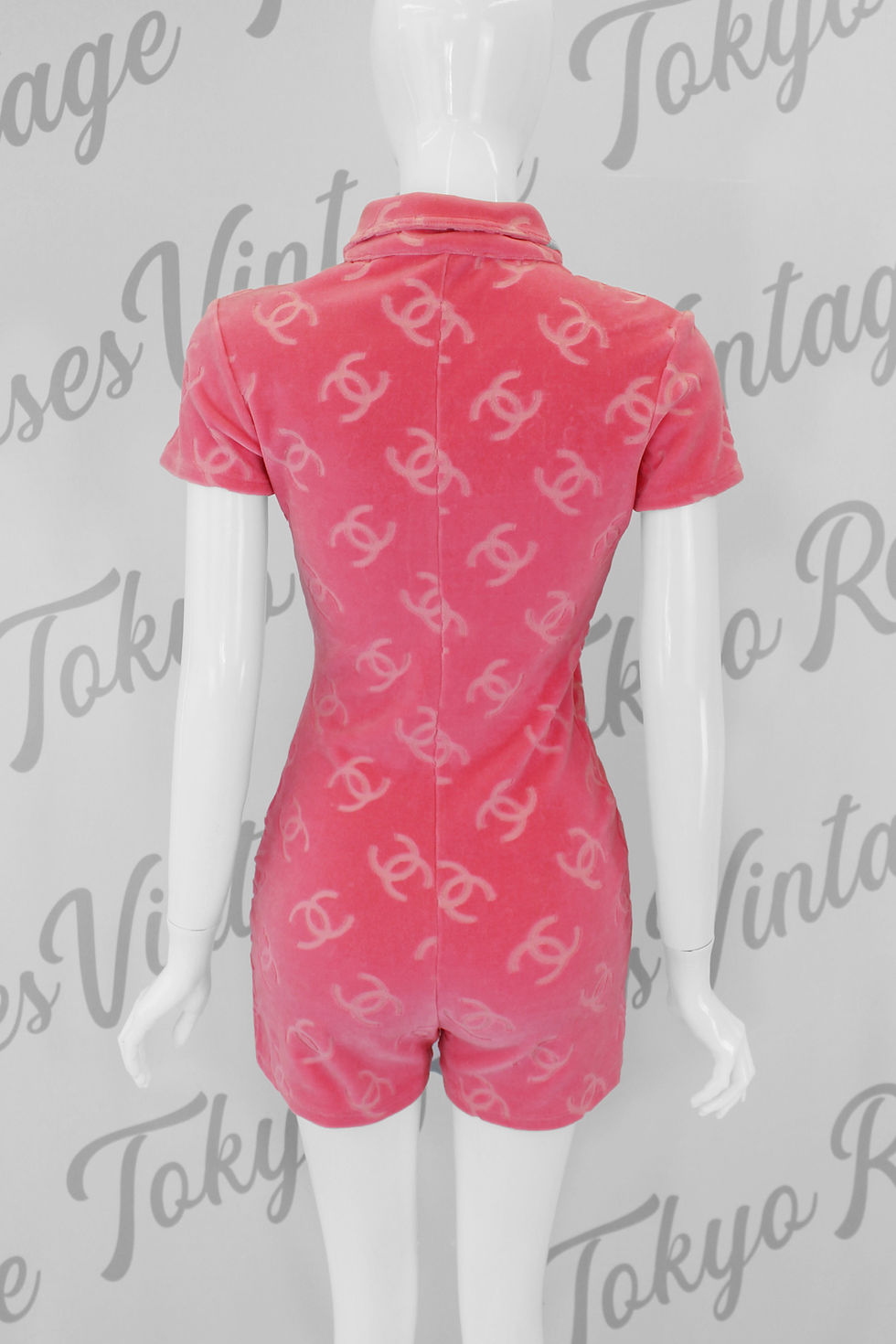 Thumbnail: Chanel Velour Pink Short Jumpsuit 1996 CC