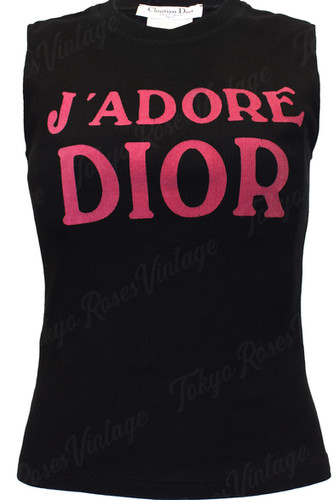 Christian Dior タンクトップ JADORE DIOR ブラック 赤 Christian Dior Black J'adore Dior Rhinestone Crystal Logo