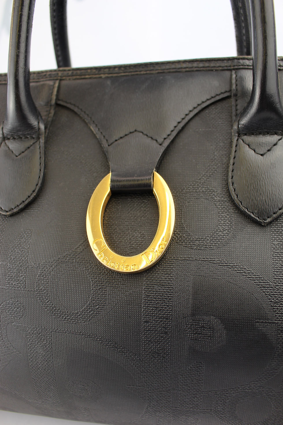 Thumbnail: Vintage Christian Dior Leather Monogram Boston Bag Brown