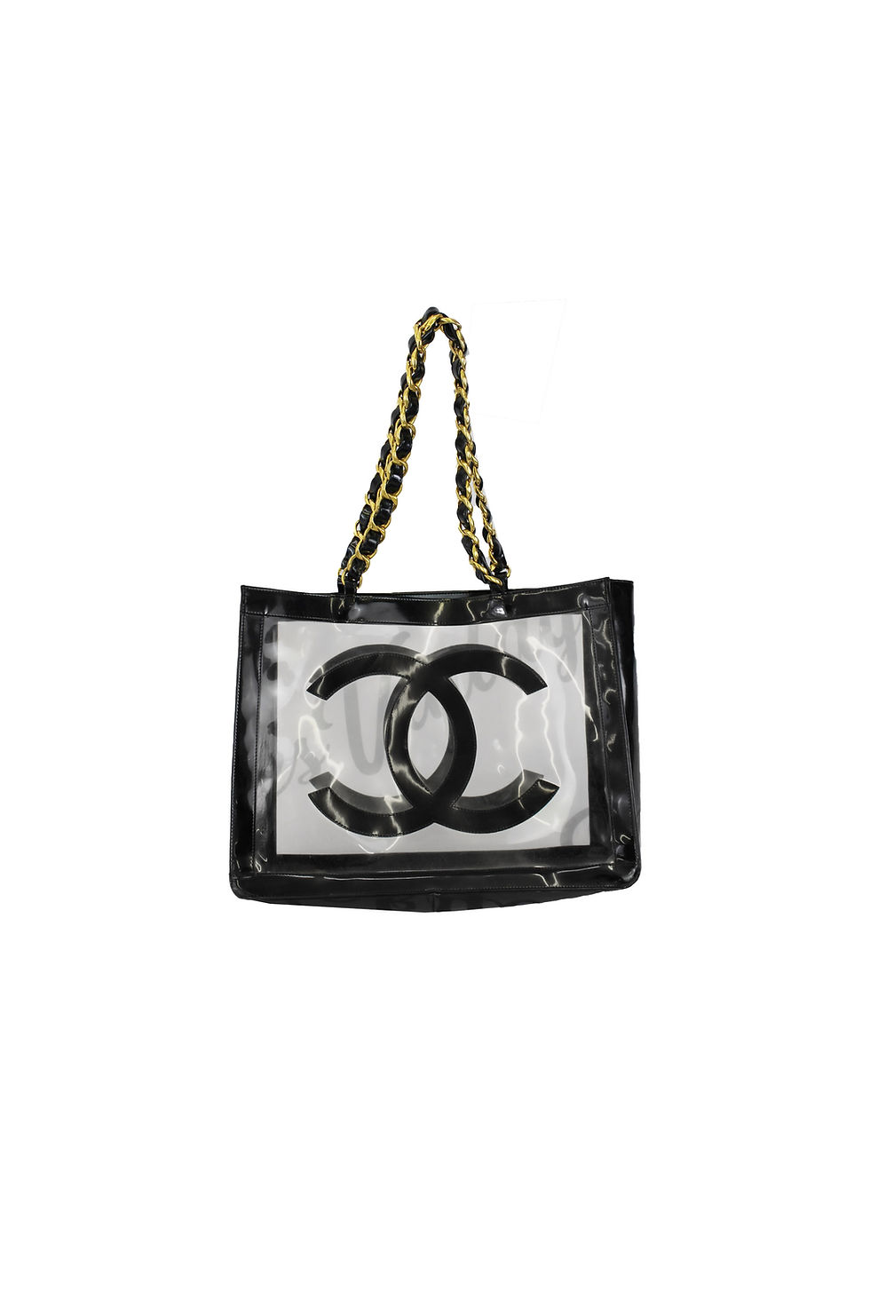 Chanel Jumbo Logo Runway Transparent Bag Black Handbag Gold
