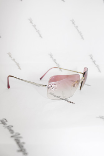 *25A限定♡希少*【CHANEL】ジーンズCCロゴ Vintage Chanel Pink Tinted Clear Sunglasses Rhinestone CC