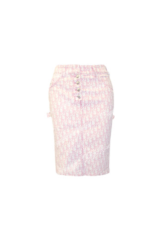 Christian Dior Pink Trotter Monogram Logo Print Pencil Skirt us6 ...