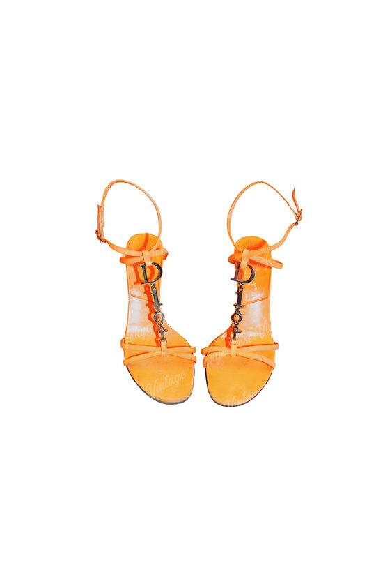 Christian Dior Orange Metal Letter Heels Galliano Era | Tokyo Christian Dior Orange Metal Letter Heels Galliano Era | Tokyo