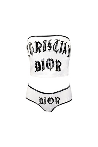 Christian Dior Gothic Bikini Galliano Era White | Tokyo Roses Vintage