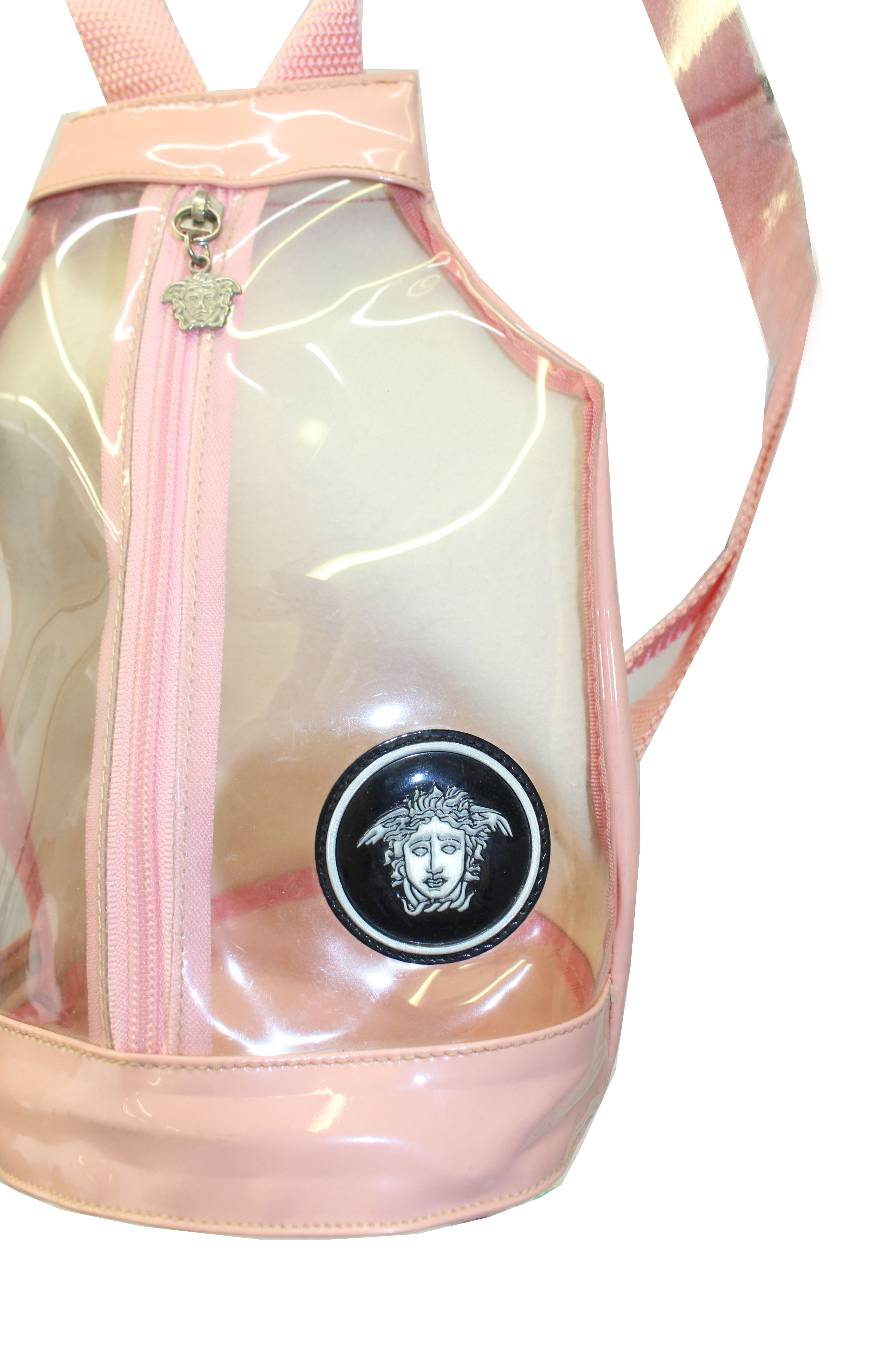 Versace Transparent Pink Logo Backpack