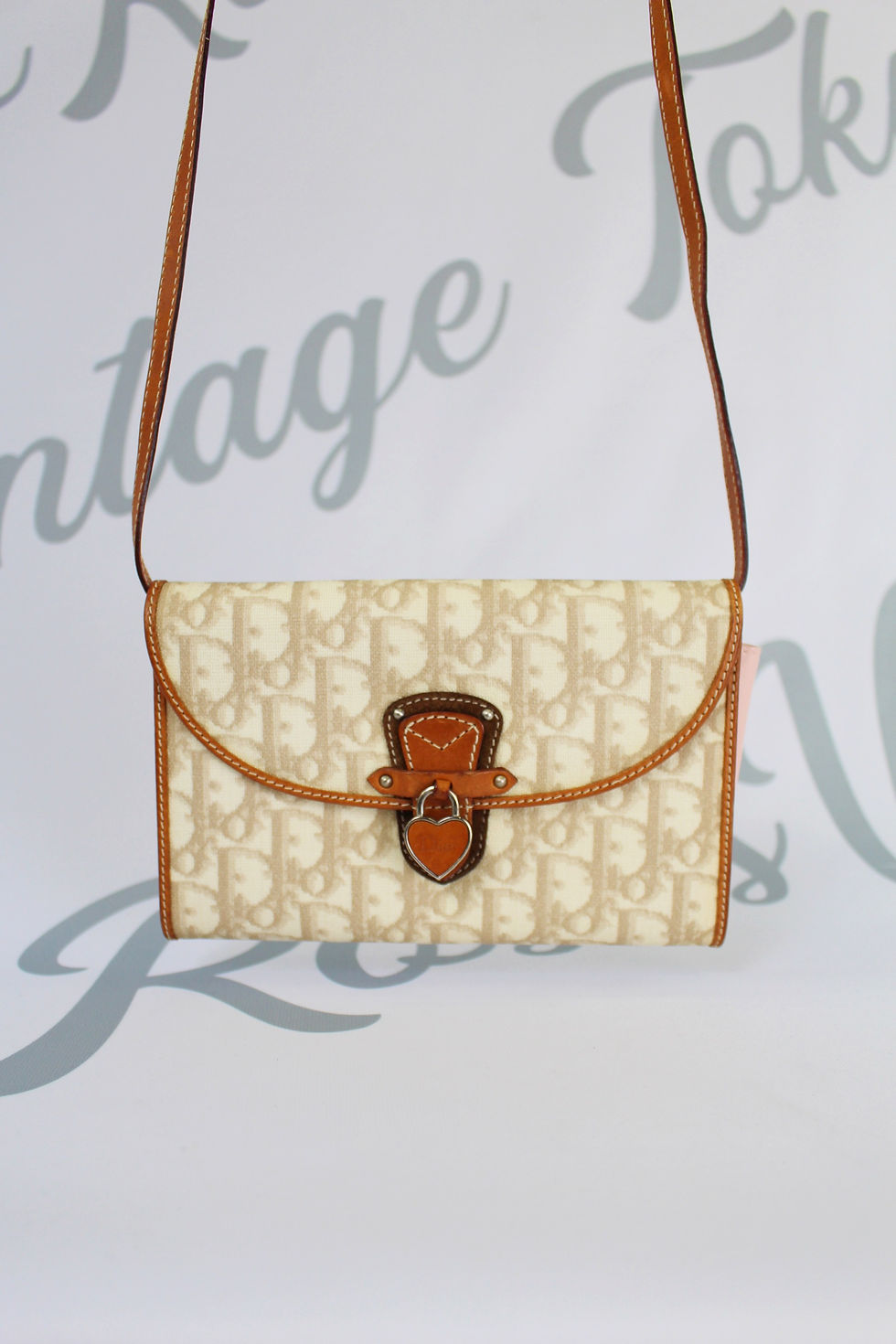 Thumbnail: Christian Dior Romantique Cross Body Bag Brown Leather