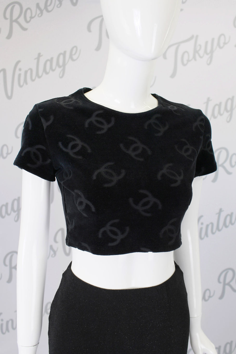 Thumbnail: Vintage Chanel Black Velour Crop Top 1996