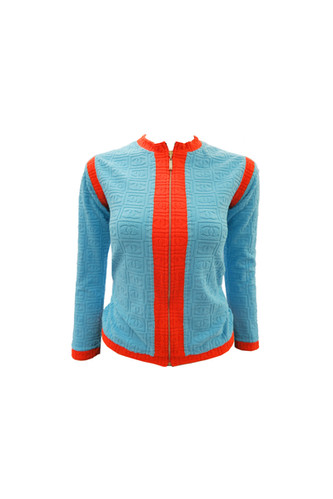 Chanel Orange & Blue All Over CC Logo Terry Cloth Jacket | Tokyo