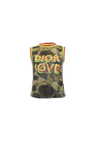 Dior Love タンクトップ　カモフラージュ　ディオール　レア　レゲエ　迷彩 Vintage Dior Love Rasta Tank Top Galliano era | Tokyo Roses Vintage