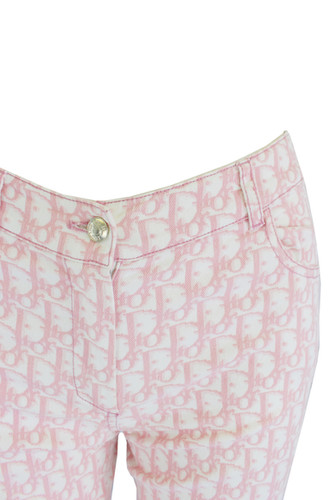 Christian Dior Pink Trotter Logo Print Pants Rhinestone Crystal