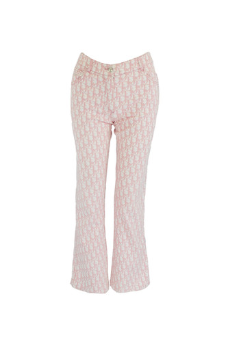 Christian Dior Pink Trotter Logo Print Pants Rhinestone Crystal