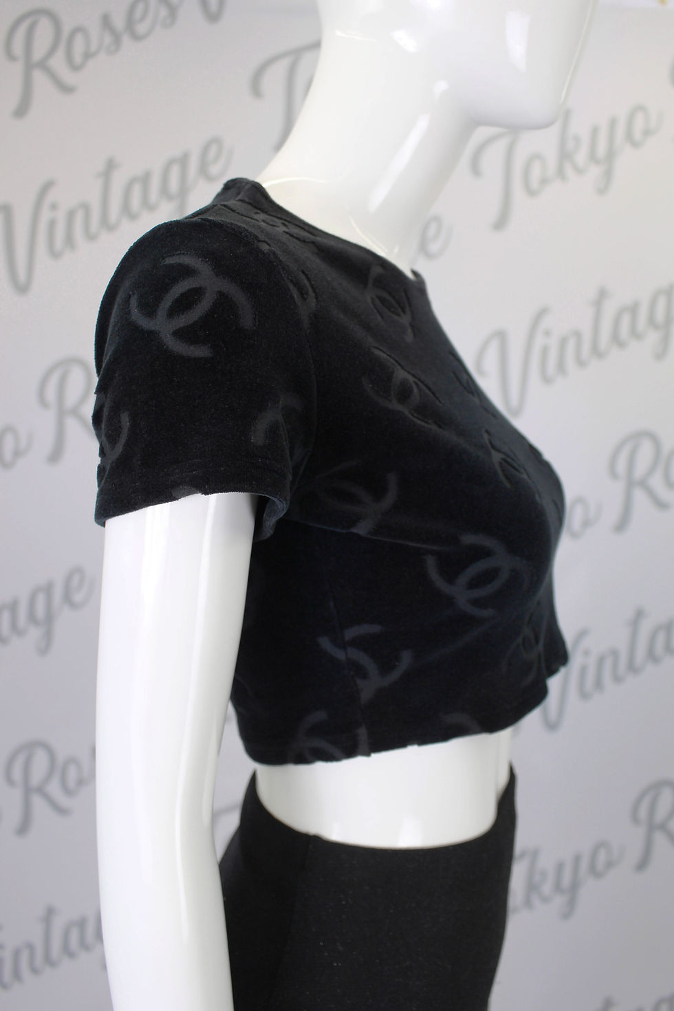 Thumbnail: Vintage Chanel Black Velour Crop Top 1996