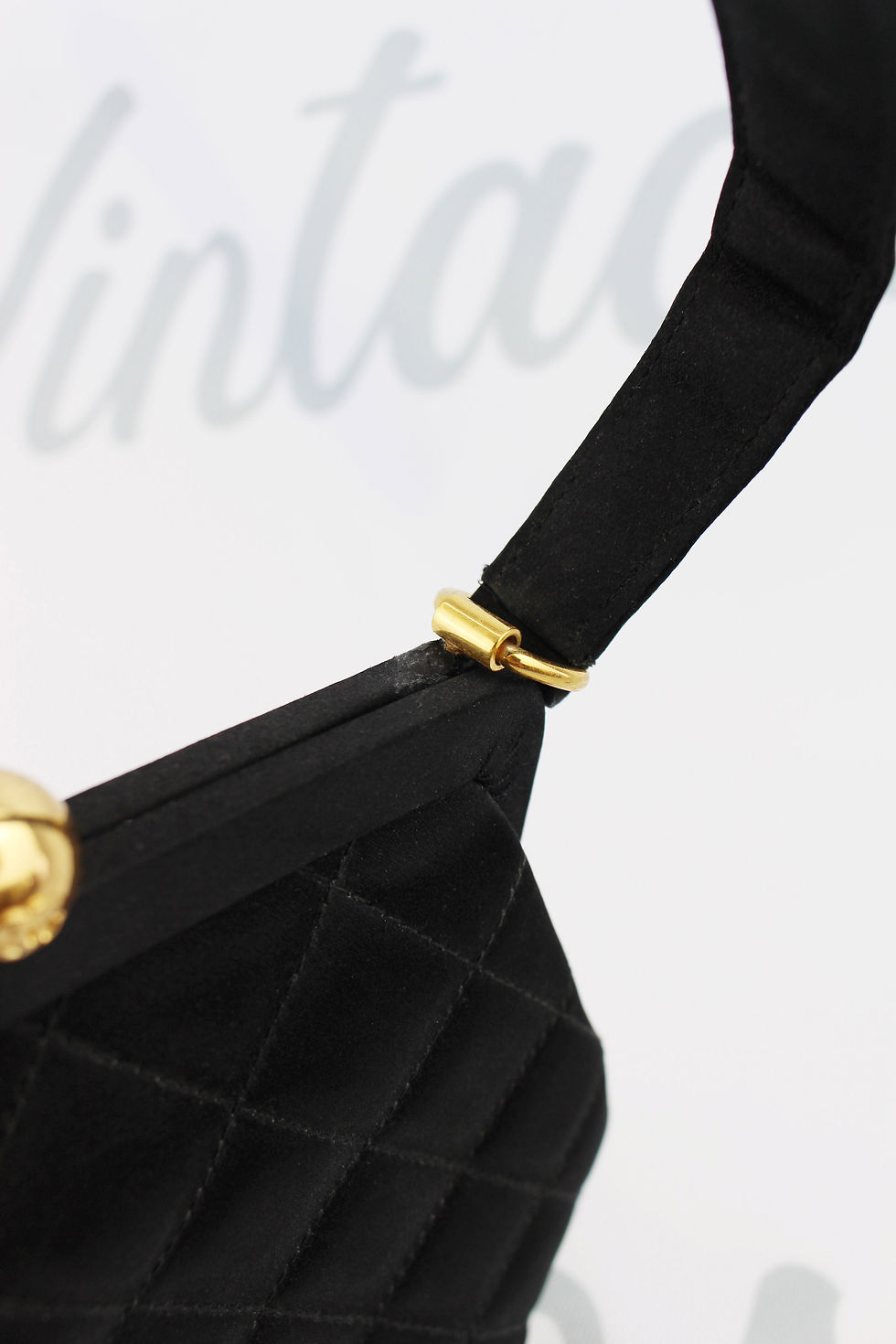 Thumbnail: Chanel Black Satin Evening Bag Top Handle