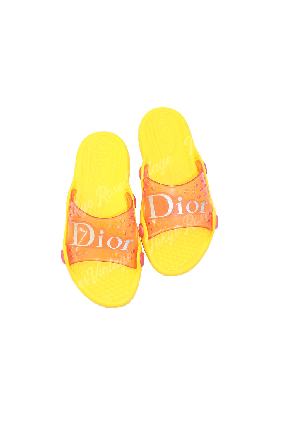 Vintage Christian Dior Yellow& Orange Jelly Slides | Tokyo