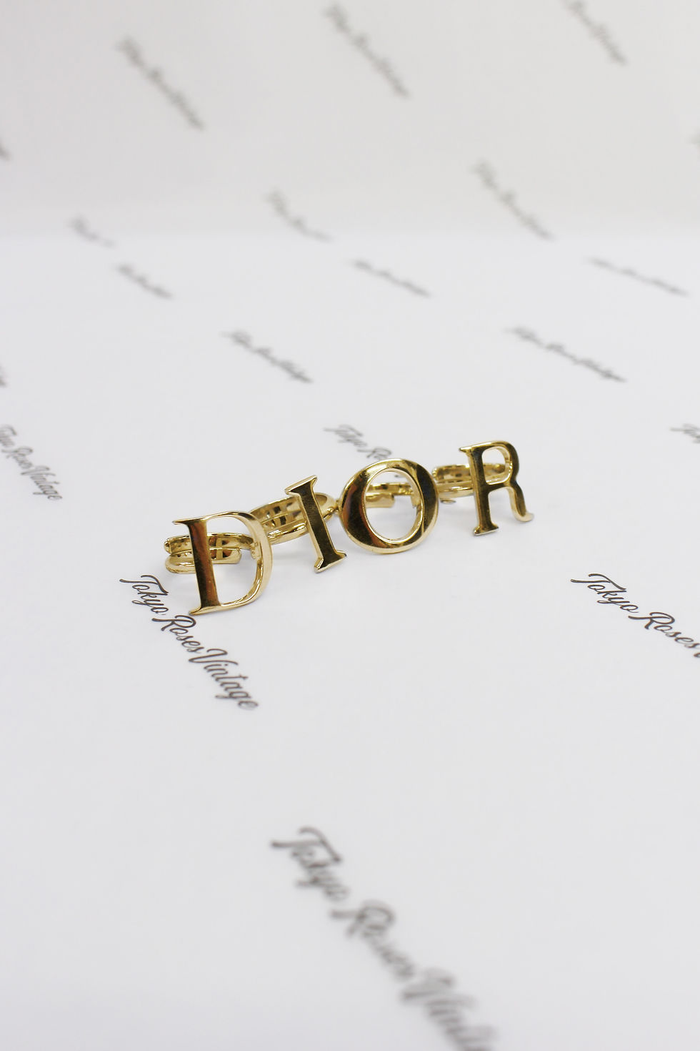 Thumbnail: Iconic Christian Dior 4 Ring Letter Set "D I O R" Gold Tone