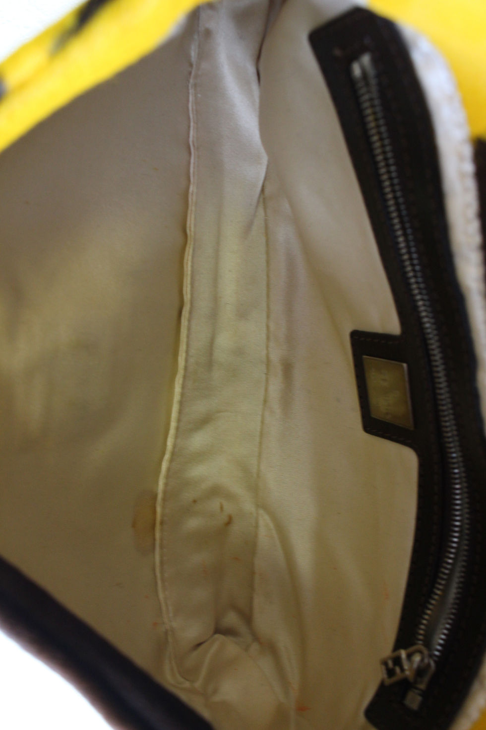 Thumbnail: Fendi Yellow Cow Print Baguette Bag Fur