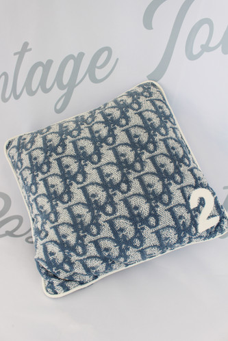 Christian Dior Navy Logo Trotter Print Cushion Terry Cloth Fabric
