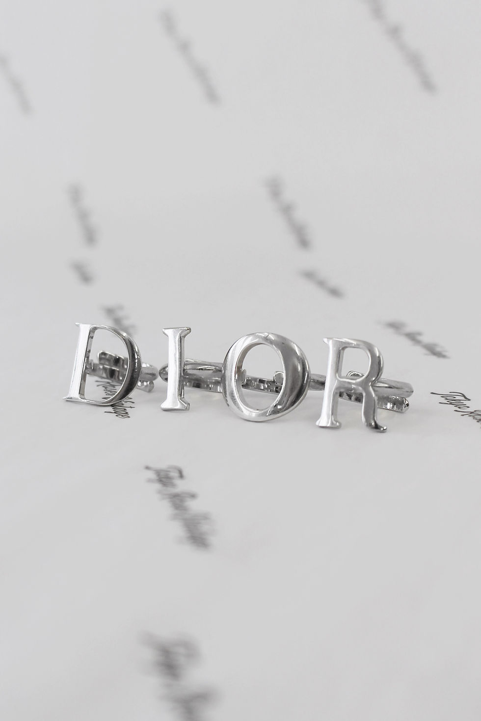 Thumbnail: Iconic Christian Dior 4 Ring Letter Set "D I O R" Silver Rings