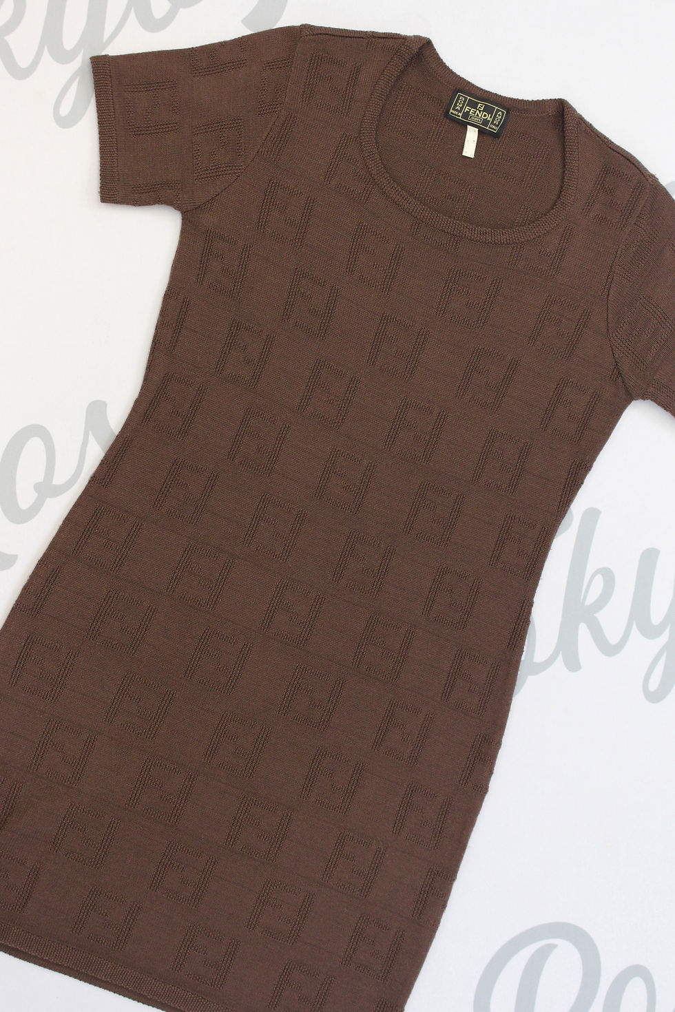 Thumbnail: Vintage Fendi FF Zucca Logo Print Knit Dress