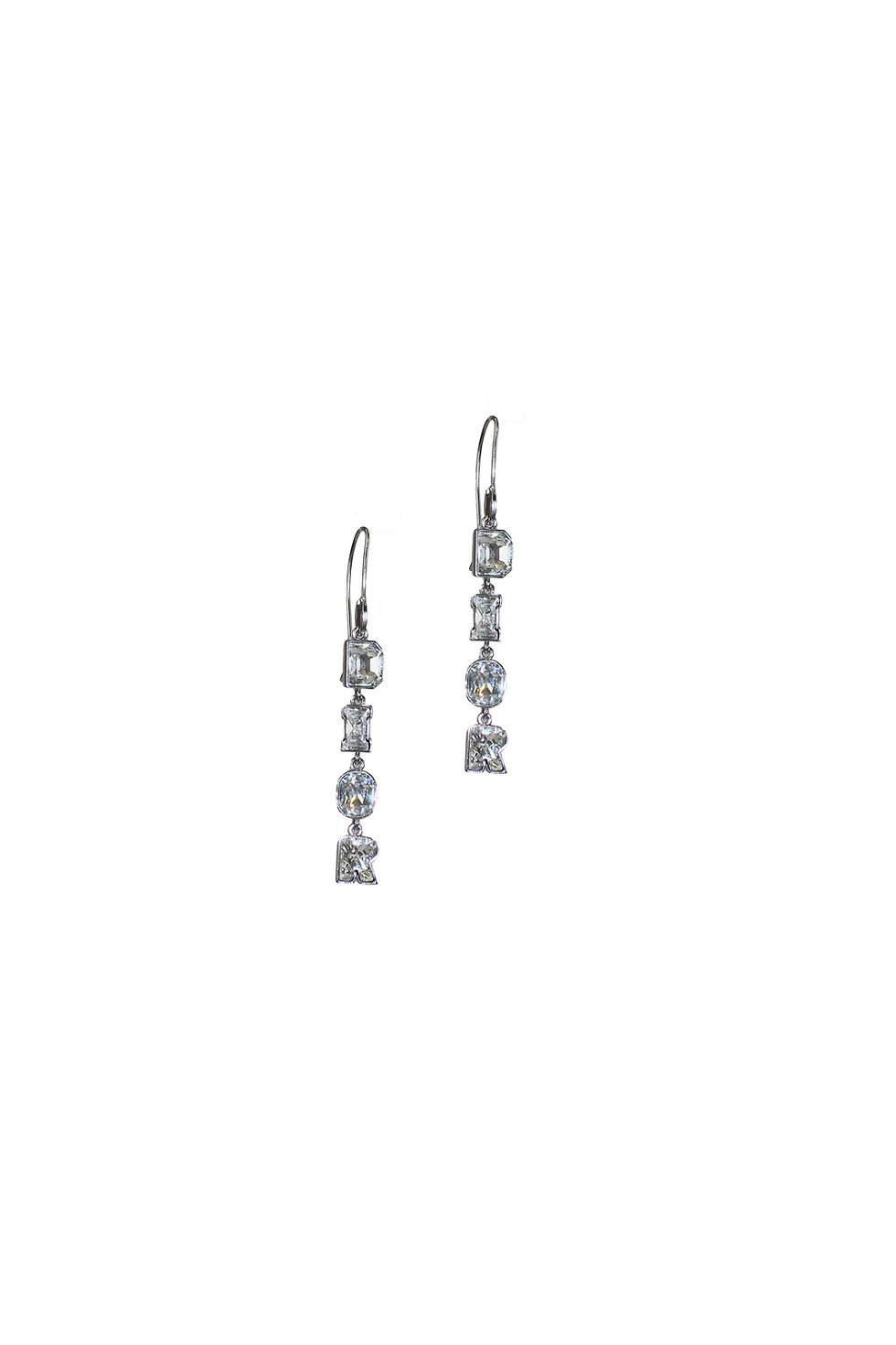 Christian Dior Crystal Letter Drop Earrings