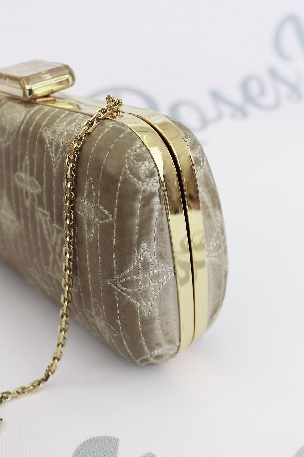 Thumbnail: Louis Vuitton Silver Satin Monogram Crossbody Clutch Bag