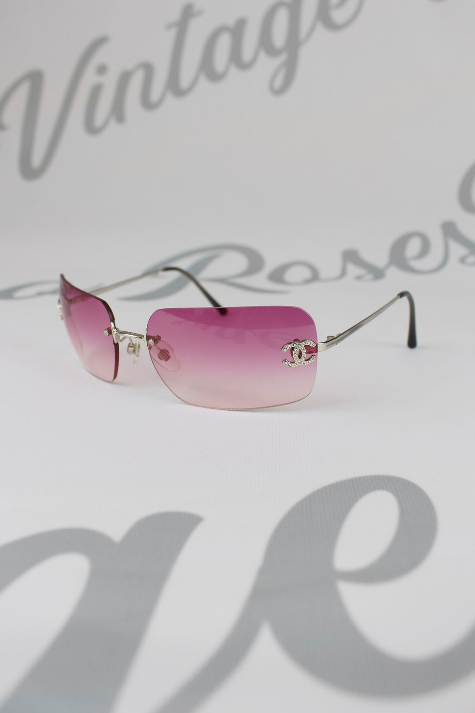 Chanel Total Pink CC Rhinestone Side Sunglasses