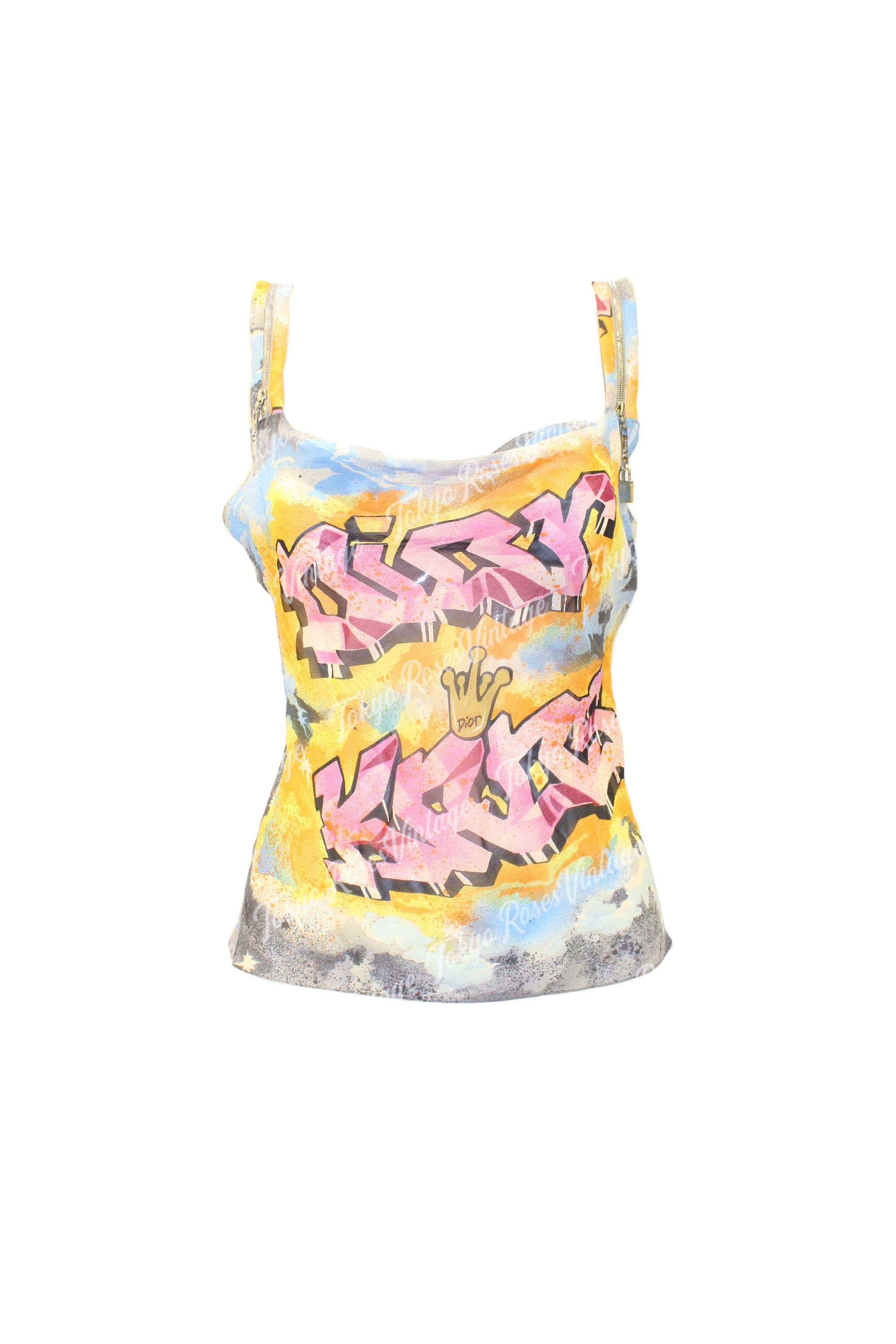 Christian Dior Kaos Graffiti Camisole Top Zipper Charms