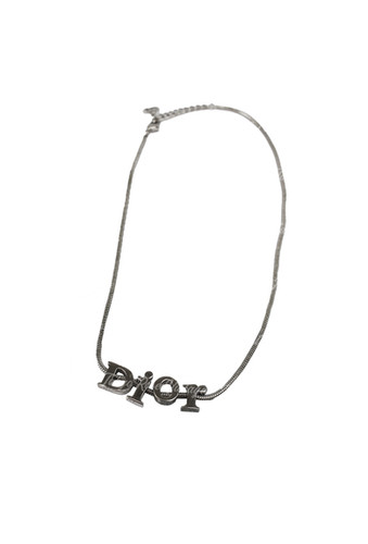 Christian Dior Silver Tone Letter Necklace | Tokyo Roses Vintage