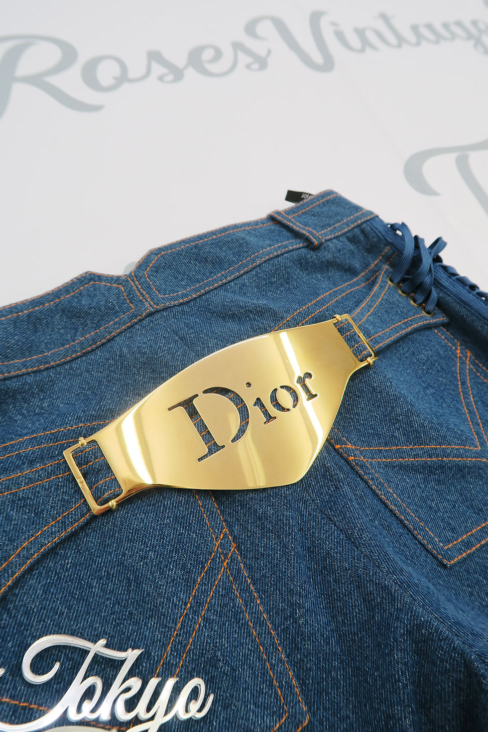 Thumbnail: Christian Dior 2002 Metal Plate Logo Jeans Blue
