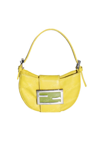 FENDI 24SS MAY DROP FF柄 レザーハンドル ミニバッグ *YELLOW Fendi Yellow Leather Mini Croissant Bag Lime | Tokyo Roses