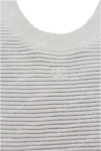 White Chanel Ribbed Knit Top Sleeveless CC Logo | Tokyo