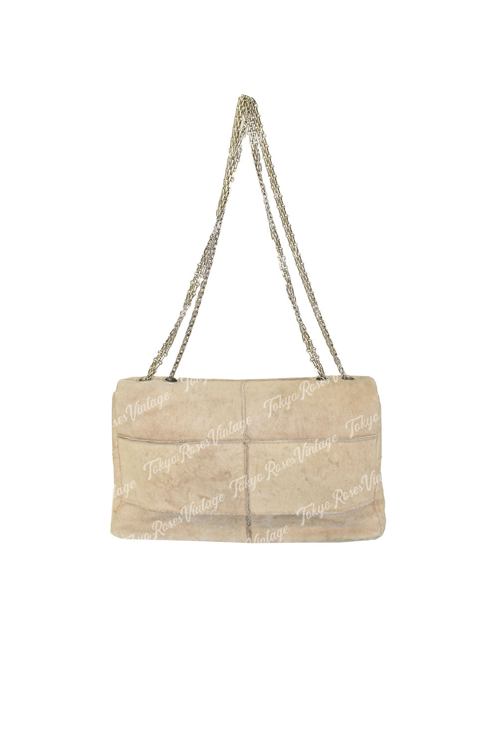 Thumbnail: Vintage CHANEL Beige Suede Leather Flap Bag Turnlock