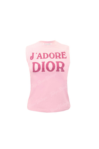 Christian Dior Pink J'adore Dior Logo Print Sleeveless Tank Top