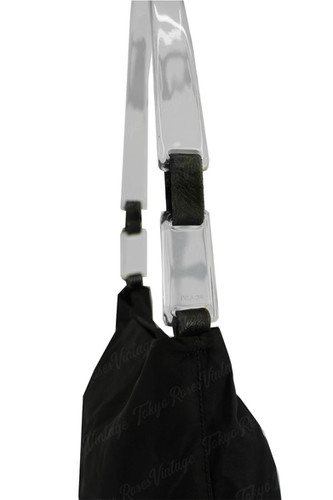 バッグ PRADA PLASTIC HANDLE NYLON HAND BAG Prada Black Tessuto Nylon Plex Handle Bag | luxequarter.com
