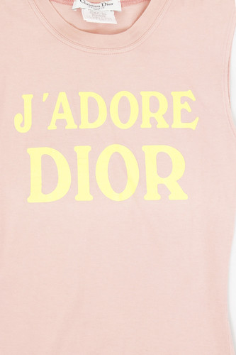 Christian Dior Light Pink J'adore Dior Logo Print Sleeveless Tank