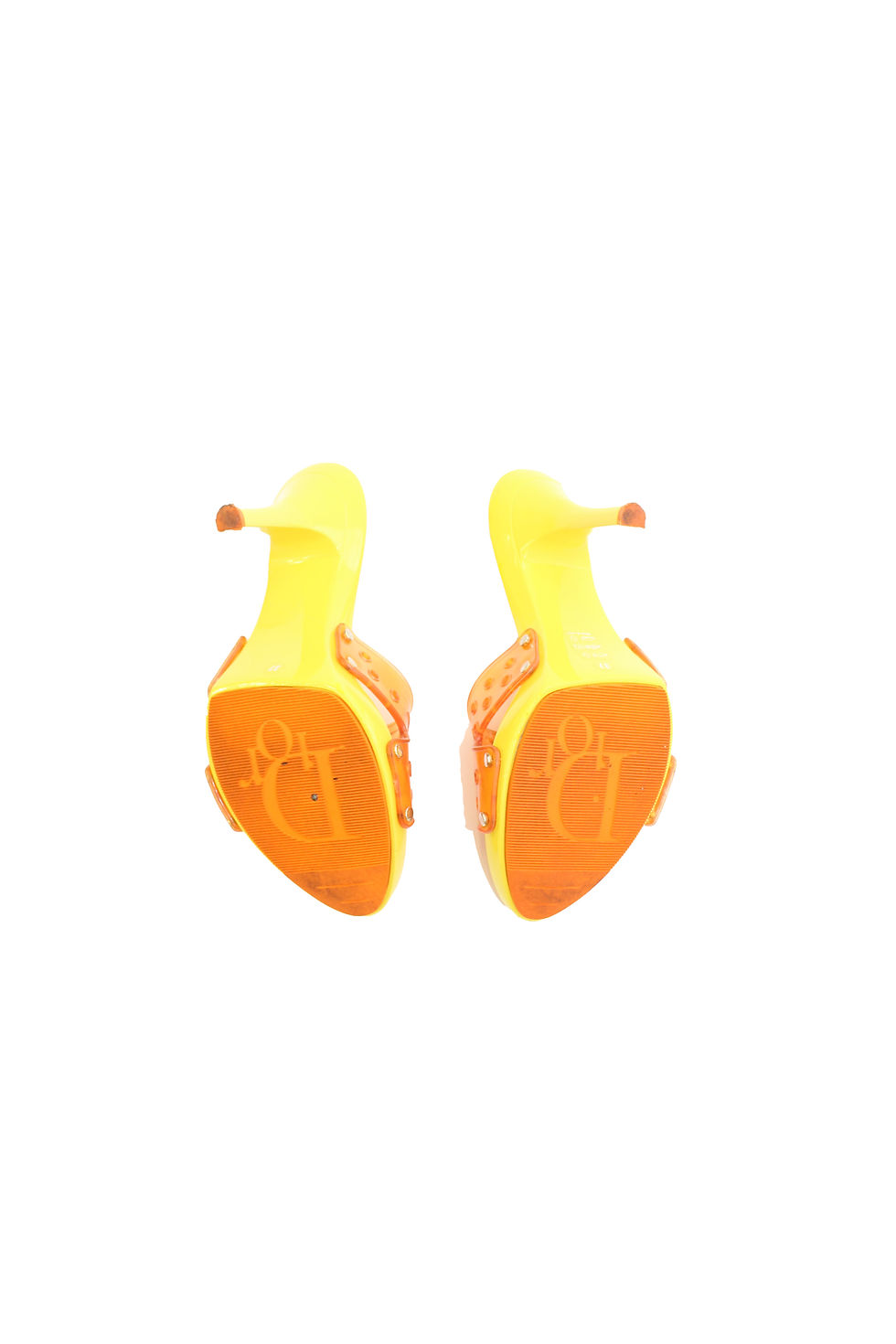 Thumbnail: Christian Dior Orange & Yellow Jelly Platform Heels