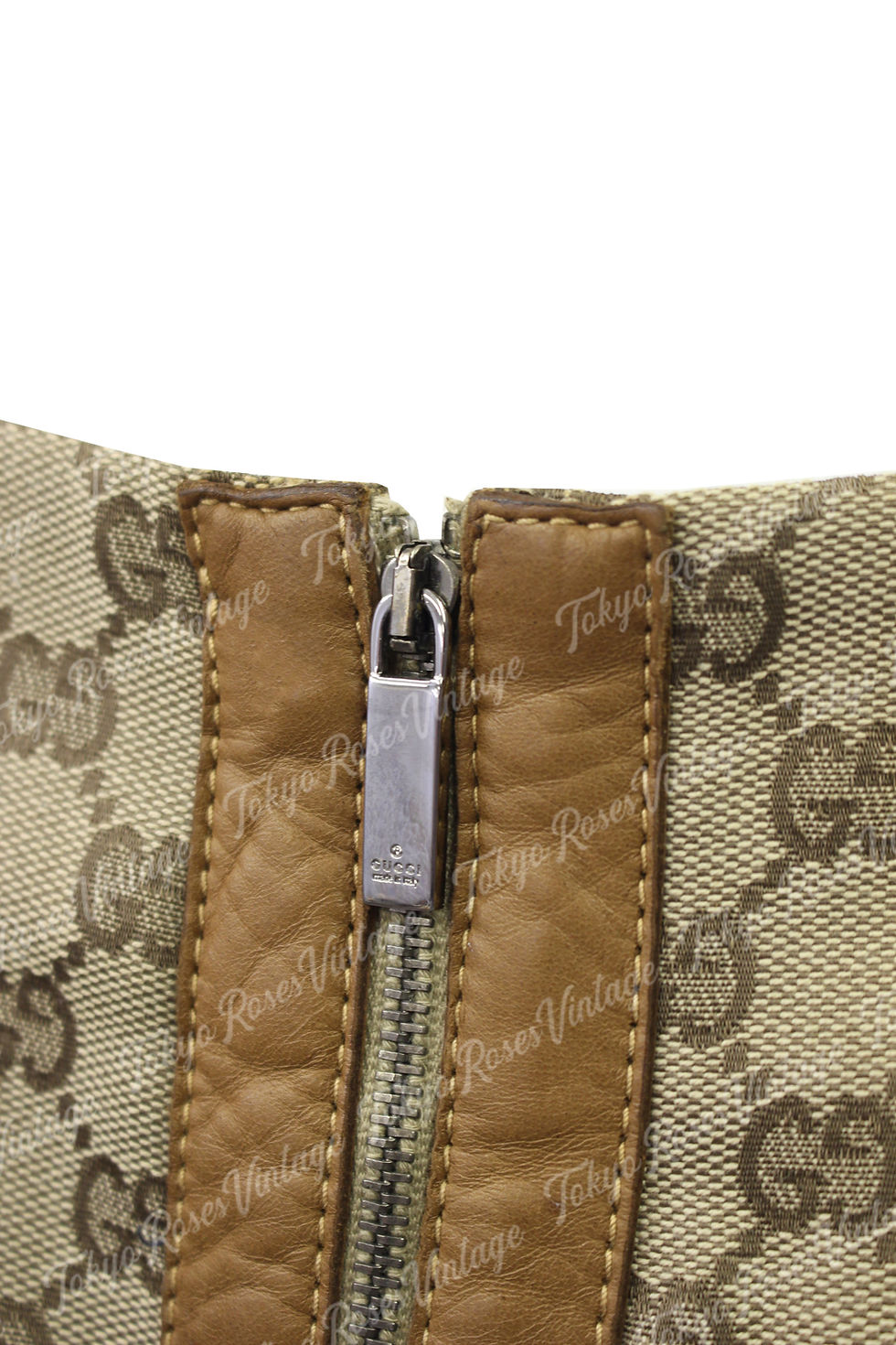 Thumbnail: Gucci Monogram High Waist Pencil Skirt Leather Trim