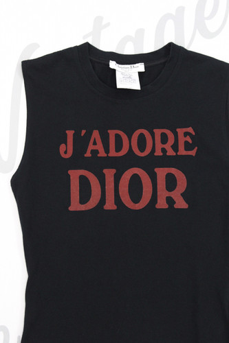 Christian Dior タンクトップ JADORE DIOR ブラック 赤 Christian Dior Black J'adore Dior Rhinestone Crystal Logo