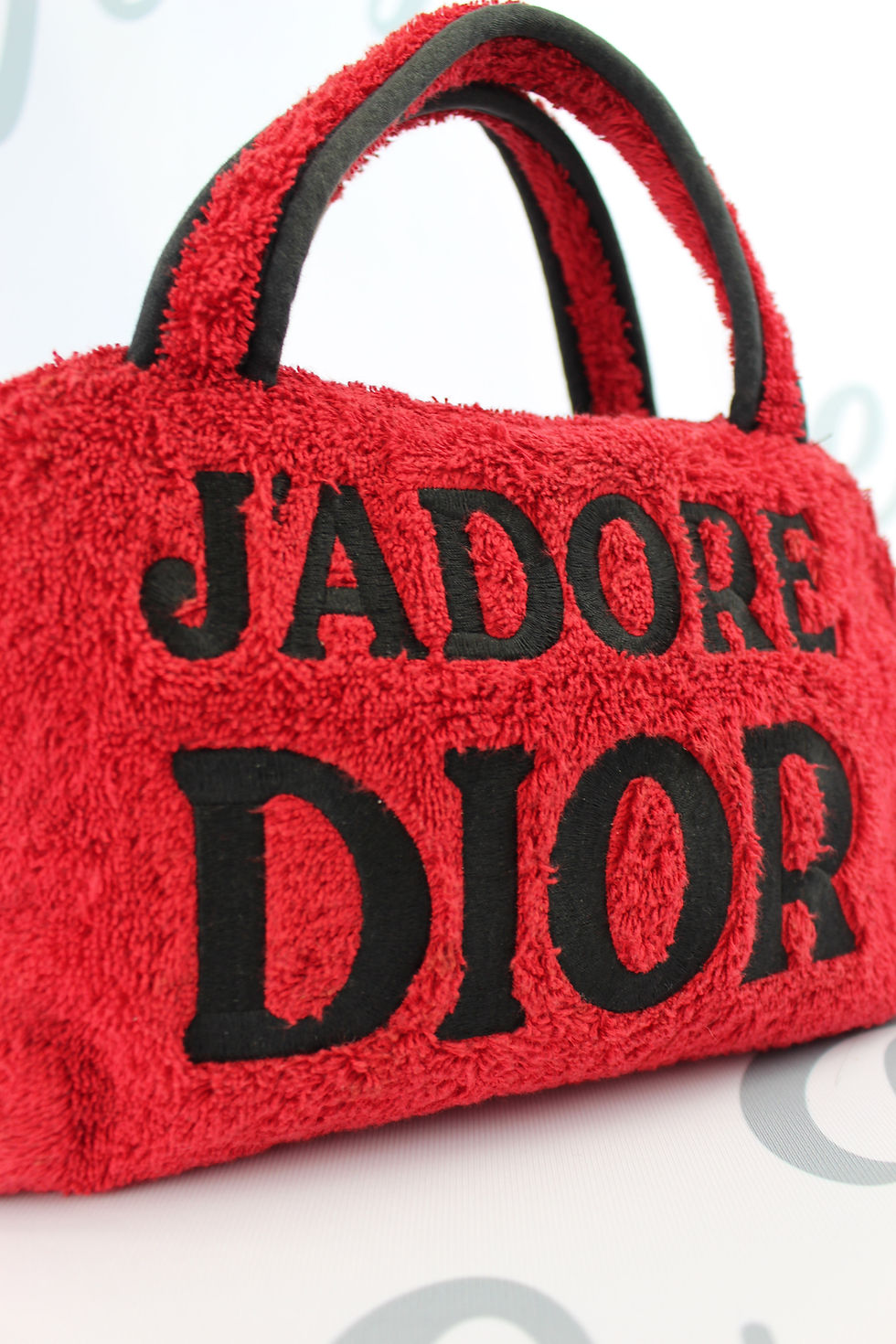Thumbnail: Christian Dior Jadore Dior Red & Black Terry Towel Boston Bag
