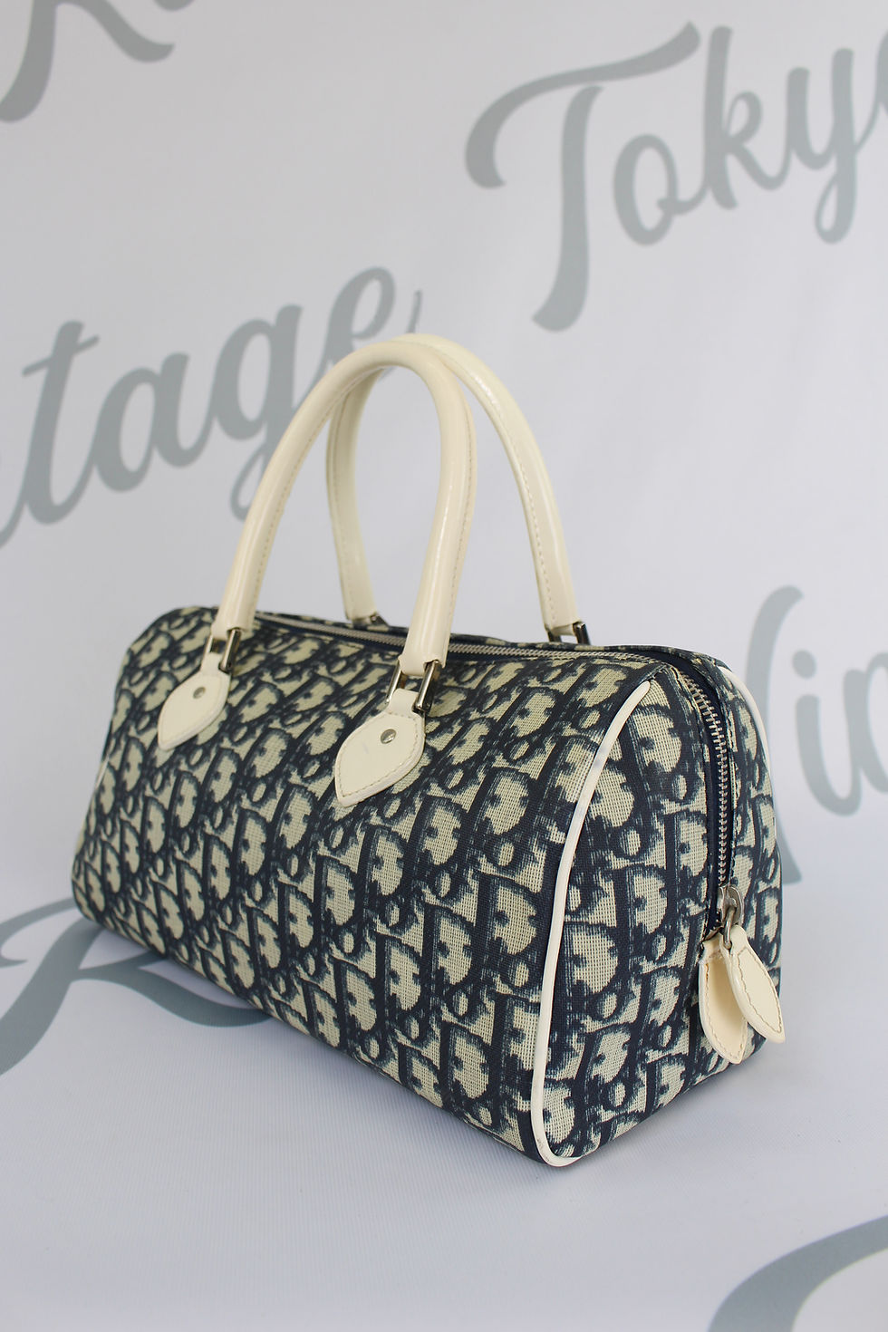 Thumbnail: Dior Blue Coated Canvas Mini Boston Bag